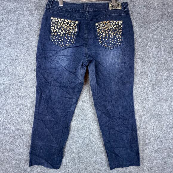 Style&co. Denim - Y2K Style & Co Ankle Jeans Womens 12 Petite Blue Stretch Gold Studded Cropped